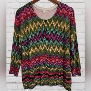 Joseph A. Cardigan Size Large multicolored zigzag pattern
